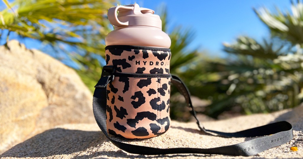 leopard print sleeve on pink hydrojug