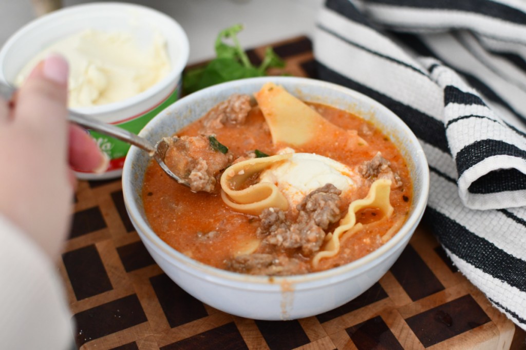 A bowl of Lasagna soup