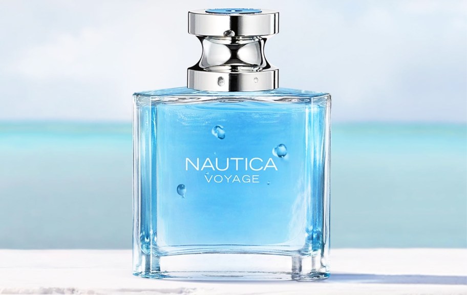 blue bottle of Nautica Voyage cologne