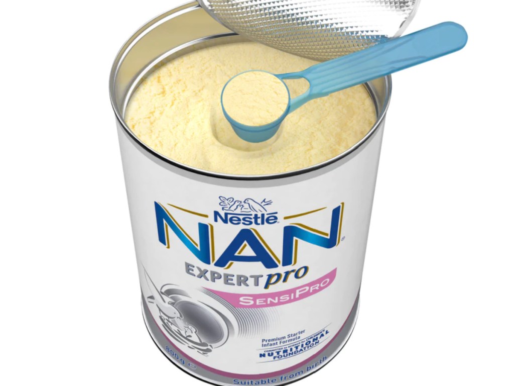 open can of Nestle Nan ExpertPro SensiPro Starter Powder Baby Formula