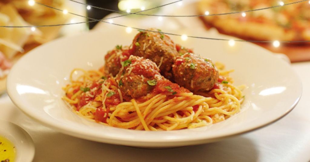 Bowl of spaghetti and meatballs