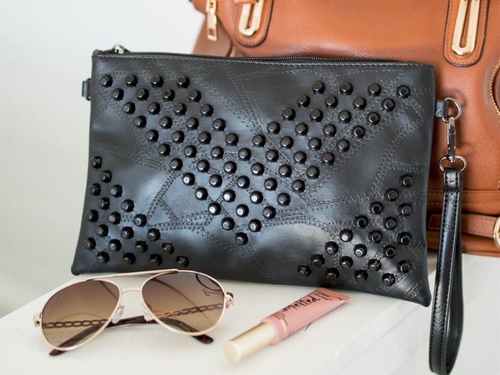 Jane Oversized Skya Studded Clutch