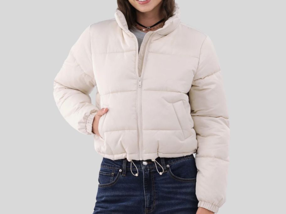 Trendy Cropped Puffer Jacket ONLY $16.98 on Walmart.online