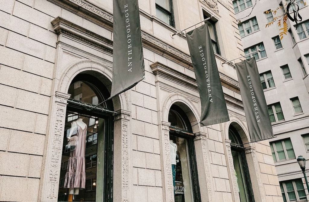 anthropologie store front in old building