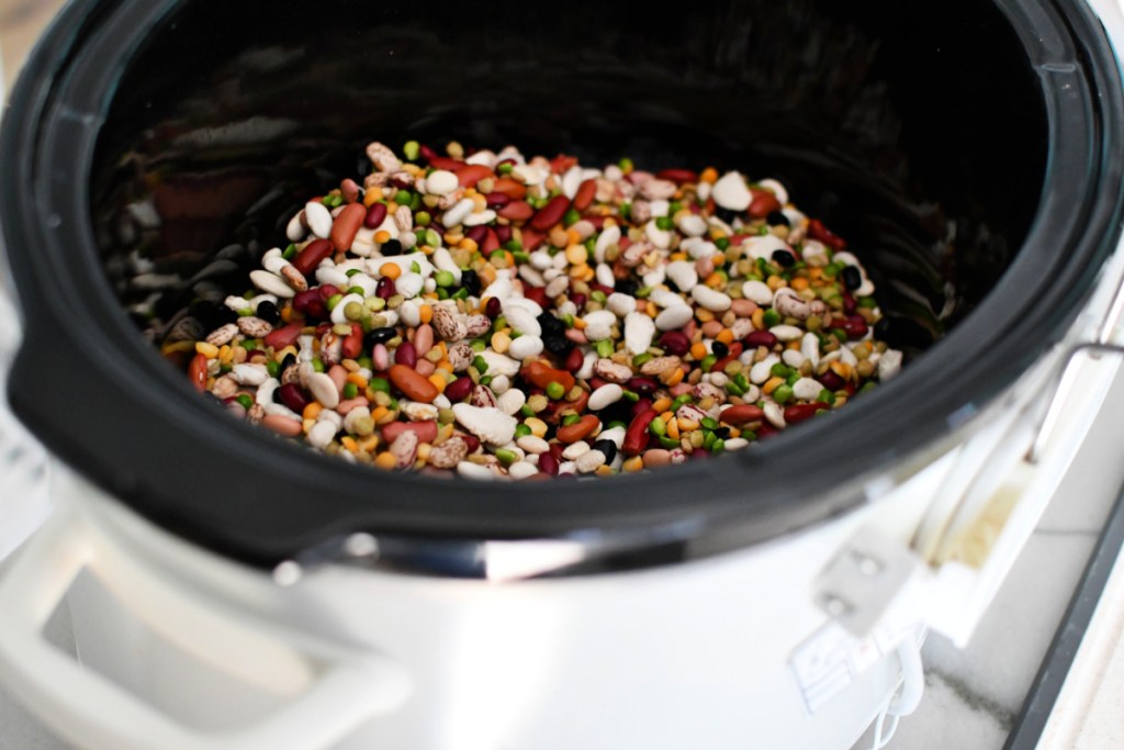 beans inside slow cooker