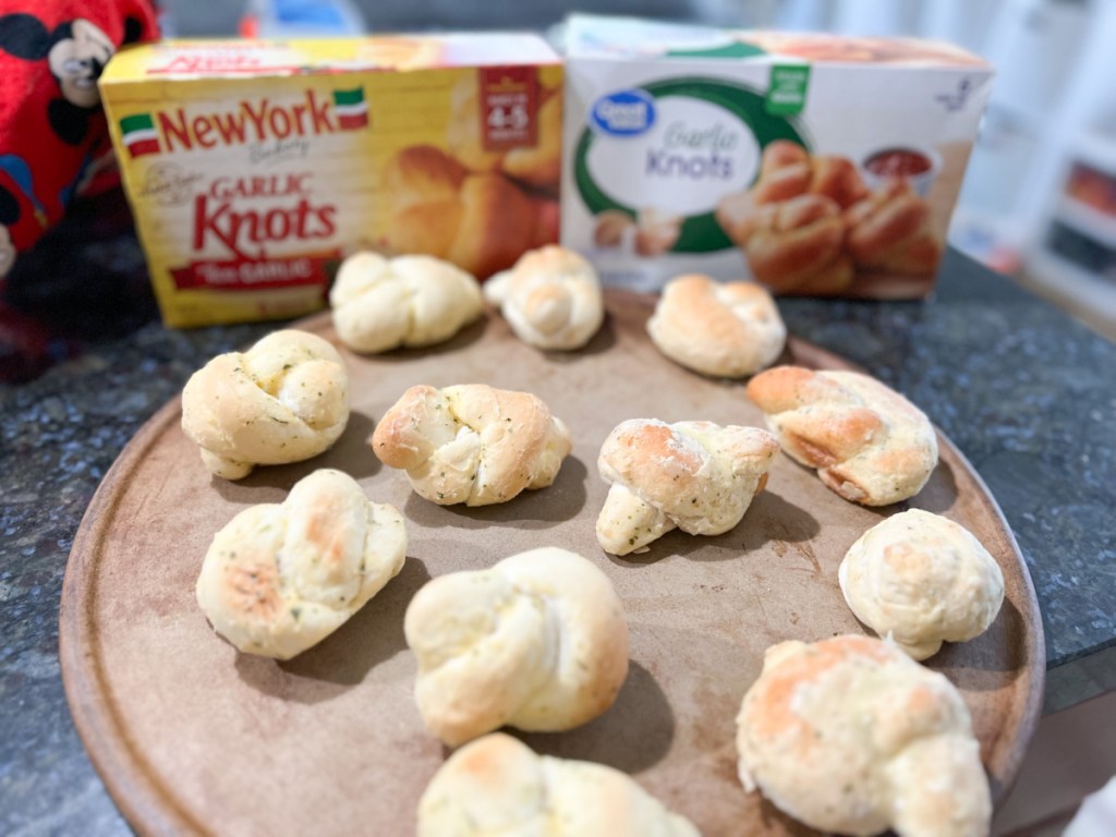 garlic knots on pan