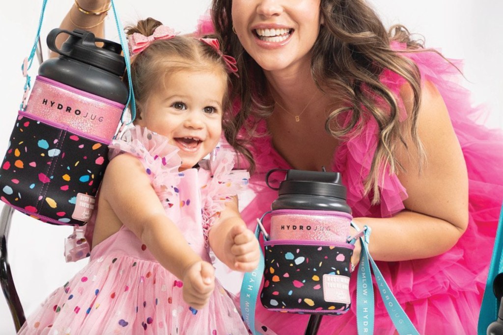 mom and daughter matching water bottles