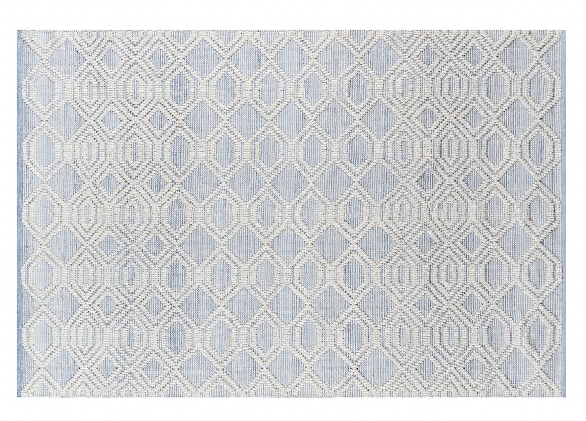 stock photo of blue and white pattern rug 