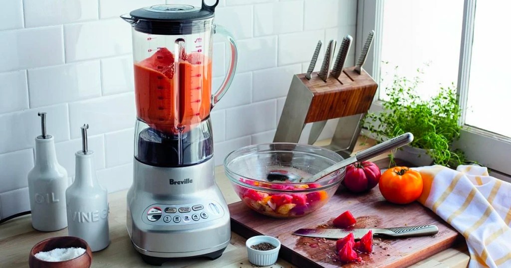 breville fresh and furious blender in silver