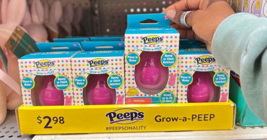 A hand holding Grow-a-Peep box