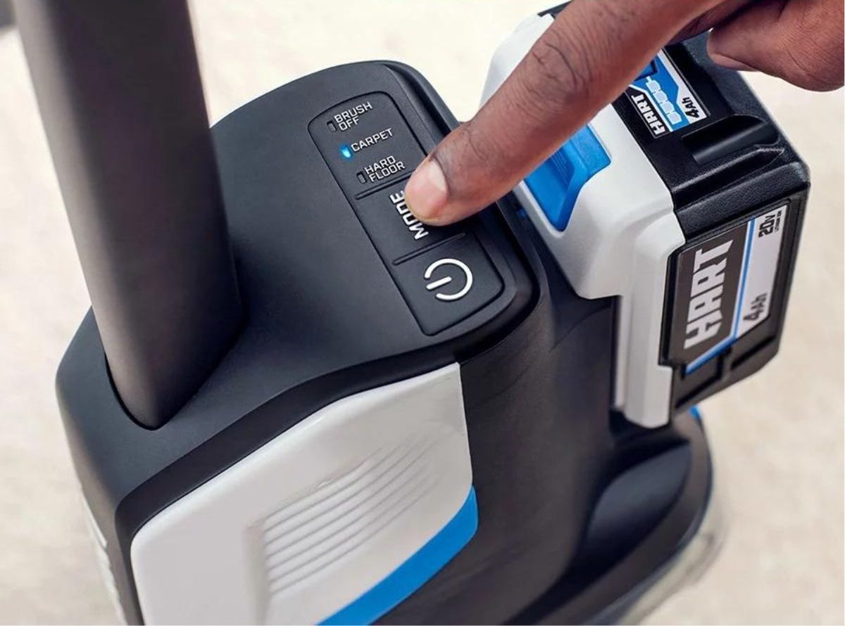 Close up view of the settings on a Hart Cordless Vacuum