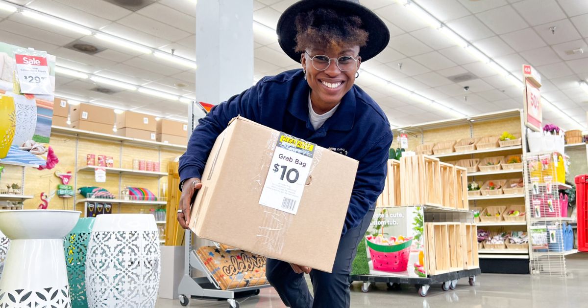 woman holding easter grab box