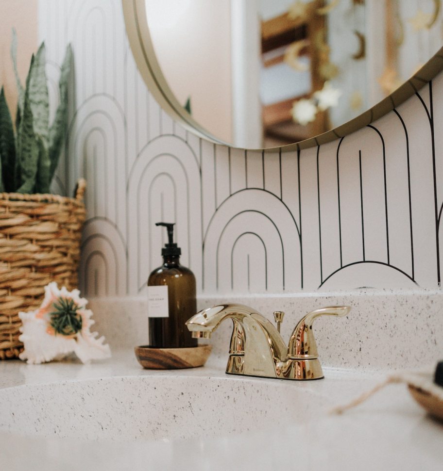 close up of bathroom vanity