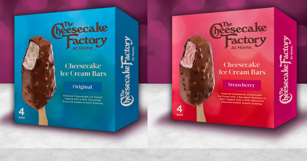 cheese cake factory original and strawberry ice cream bar boxes