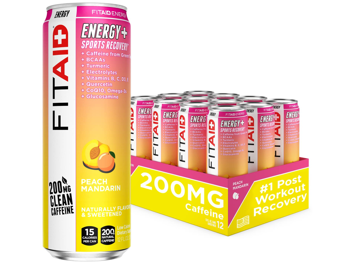 fitaid peach mandarin energy drink cans