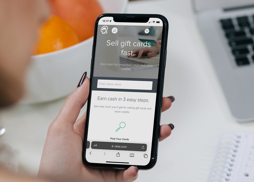 hand holding phone with raise website on the screen