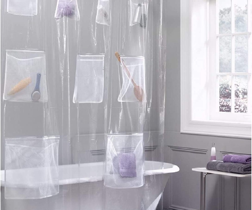 shower curtain with pockets