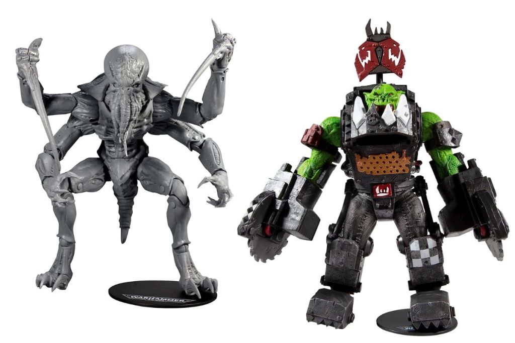 Warhammer 40,000 Ymgarl Genestealer and Warhammer 40,000 Ork Meganob with Buzzsaw & Base Figures