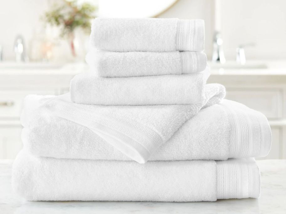 Hotel Style 6-Piece Egyptian Cotton Tencel Lyocell Bath Towel Set White