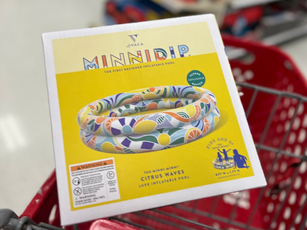 Minnidip pool in citrus waves displayed in Target cart