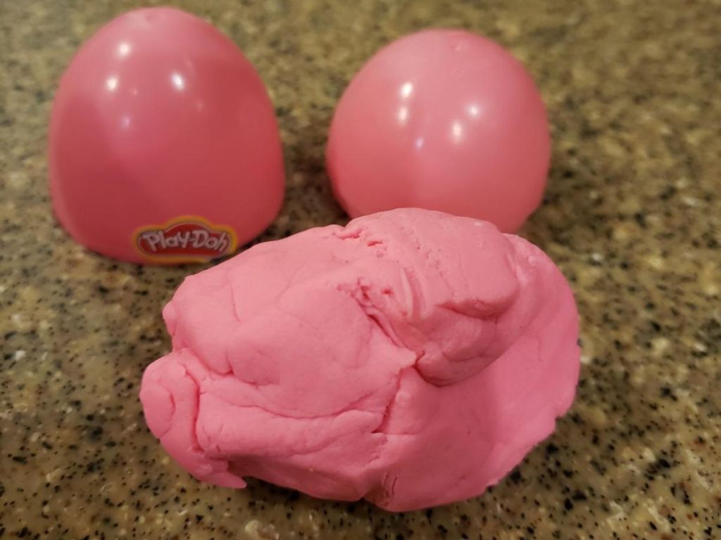 Close up of play doh that onlinees inside Play Doh Easter Eggs