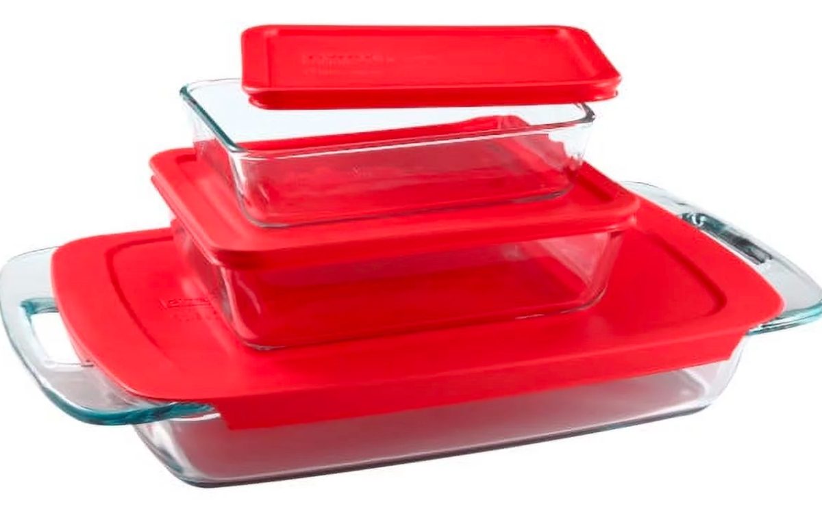 Pyrex Easy Grab 6-Piece Bake & Store Glass Bakeware Set w/ Lids