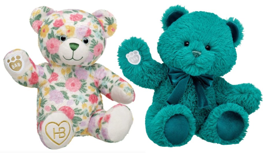 floral and green teddy bears