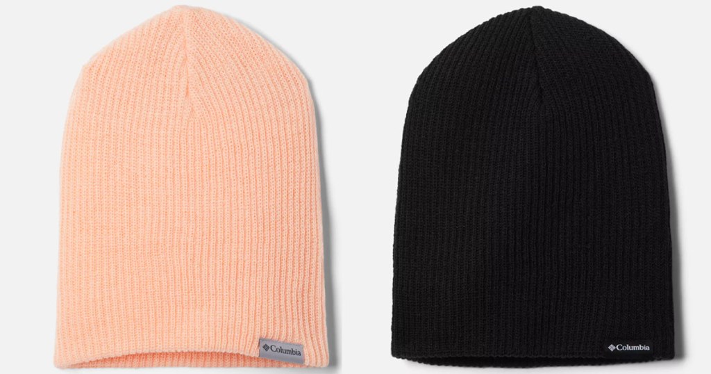 columbia ale creek beanie in peach and black 