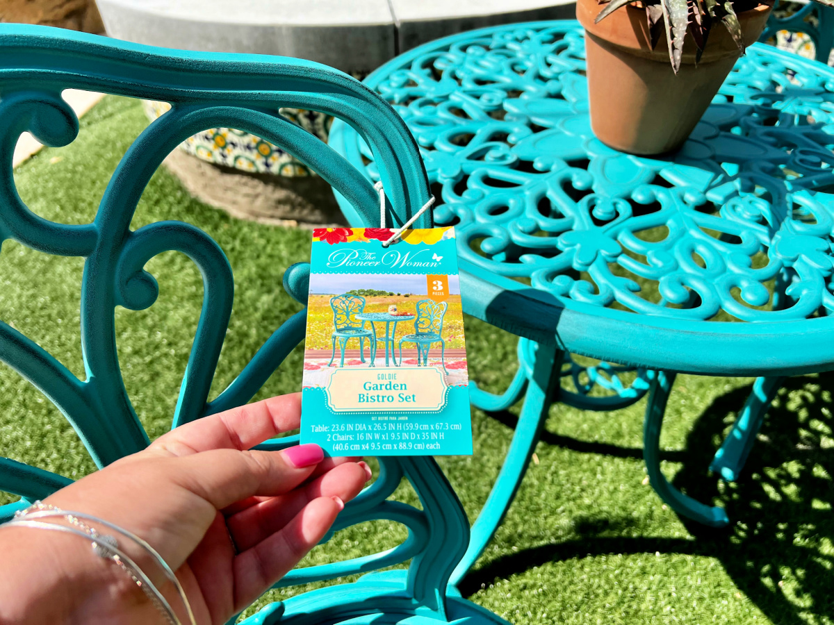 garden bistro set price tag from Walmart 