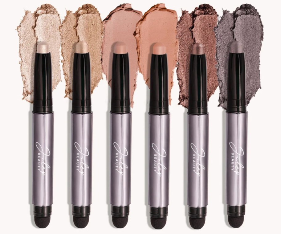 many cream eyeshadows in a line