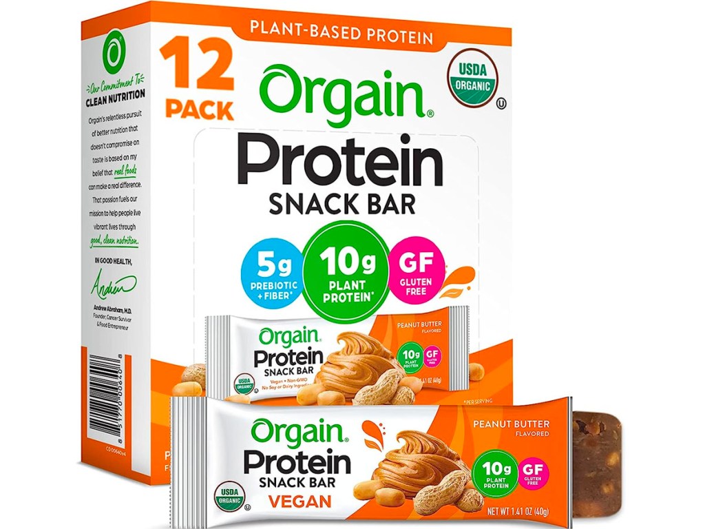 orgain peanut butter bars box