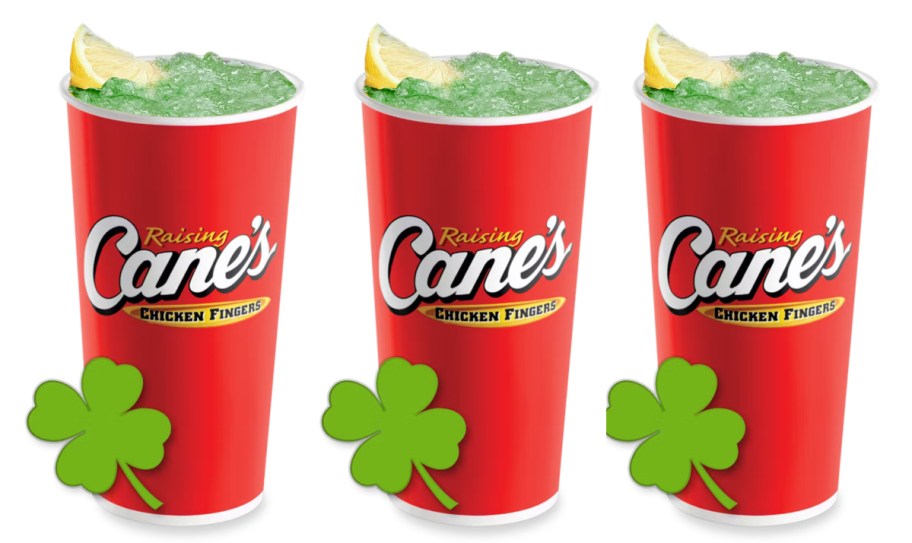 three red cups filled with green lemonade