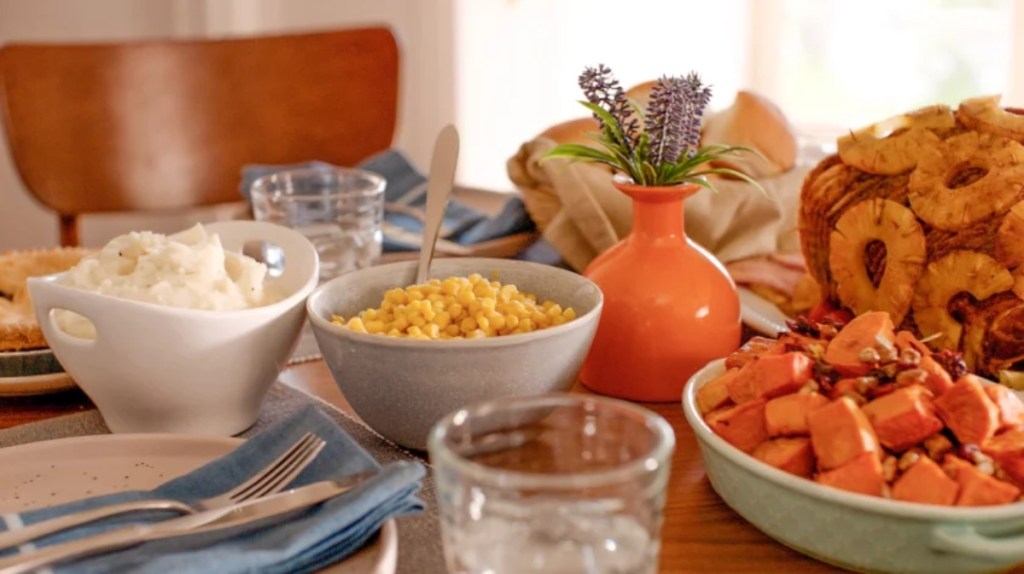 table set for Easter dinner