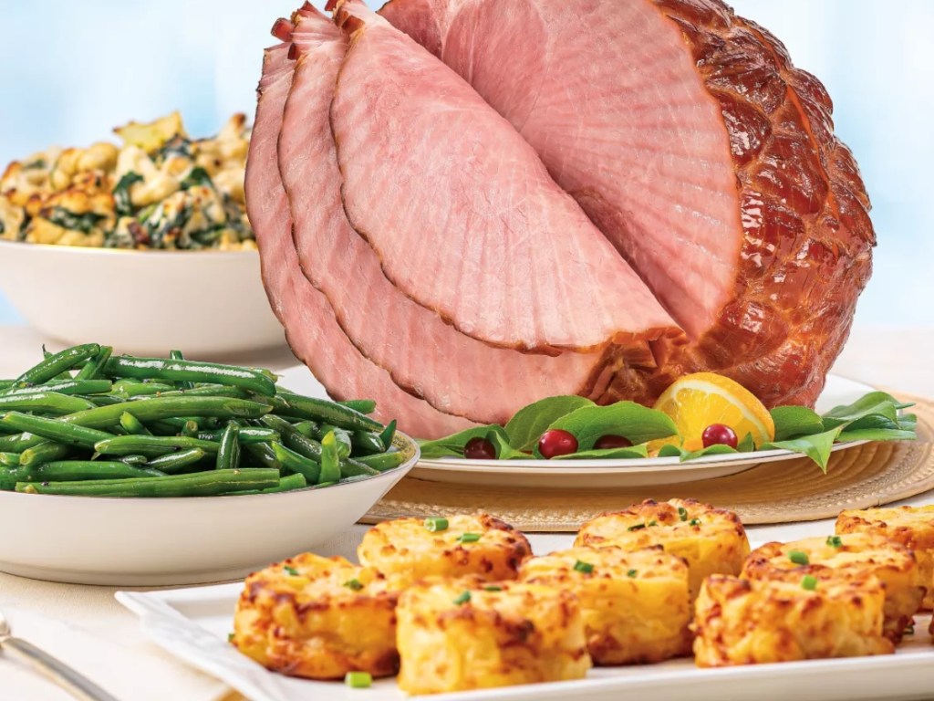 spiral ham next to side dishes