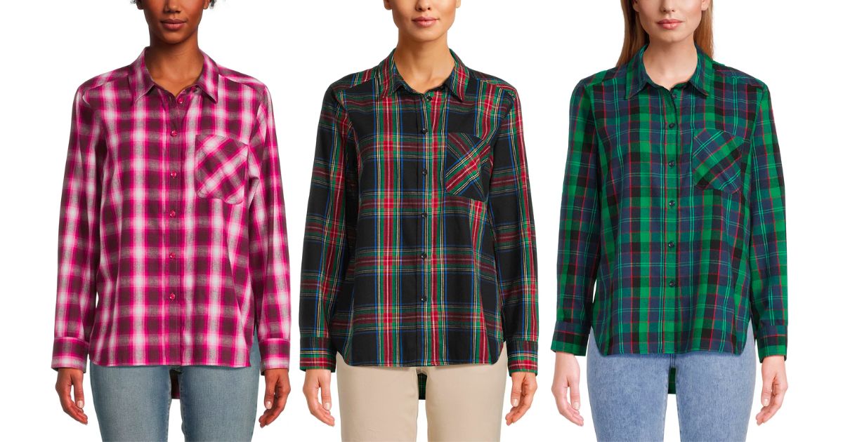 time and true ladies plaid flannel shirts