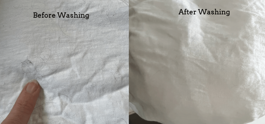 Maytag pet pro washer reviews showing the amount of dog hair before and after washing with a maytag 