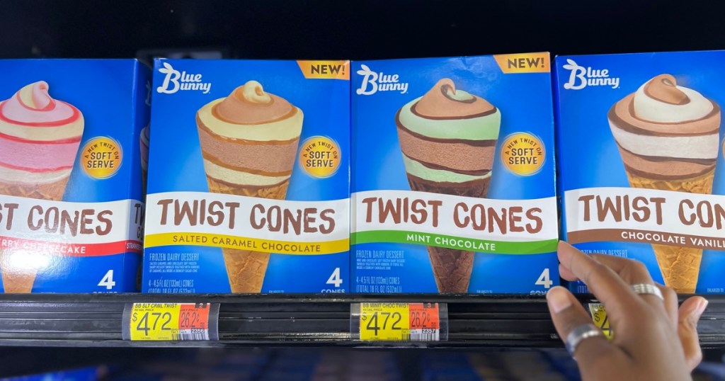 blue bunny twist cones 4-packs in store