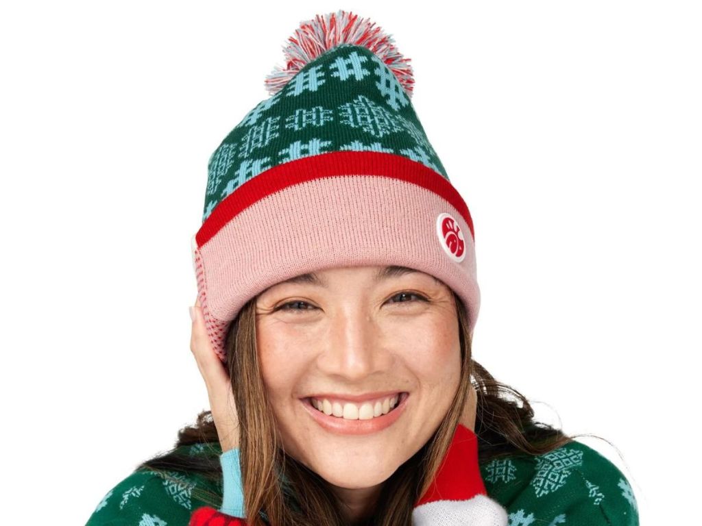 Chick Fil A Festive Fun Pom Beanie