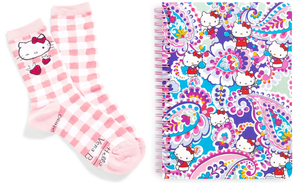 hello kitty socks nd notebook