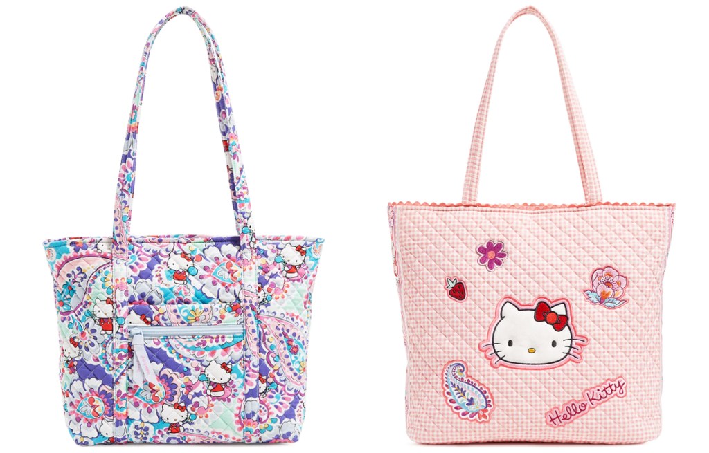 two hello kitty print tote bags