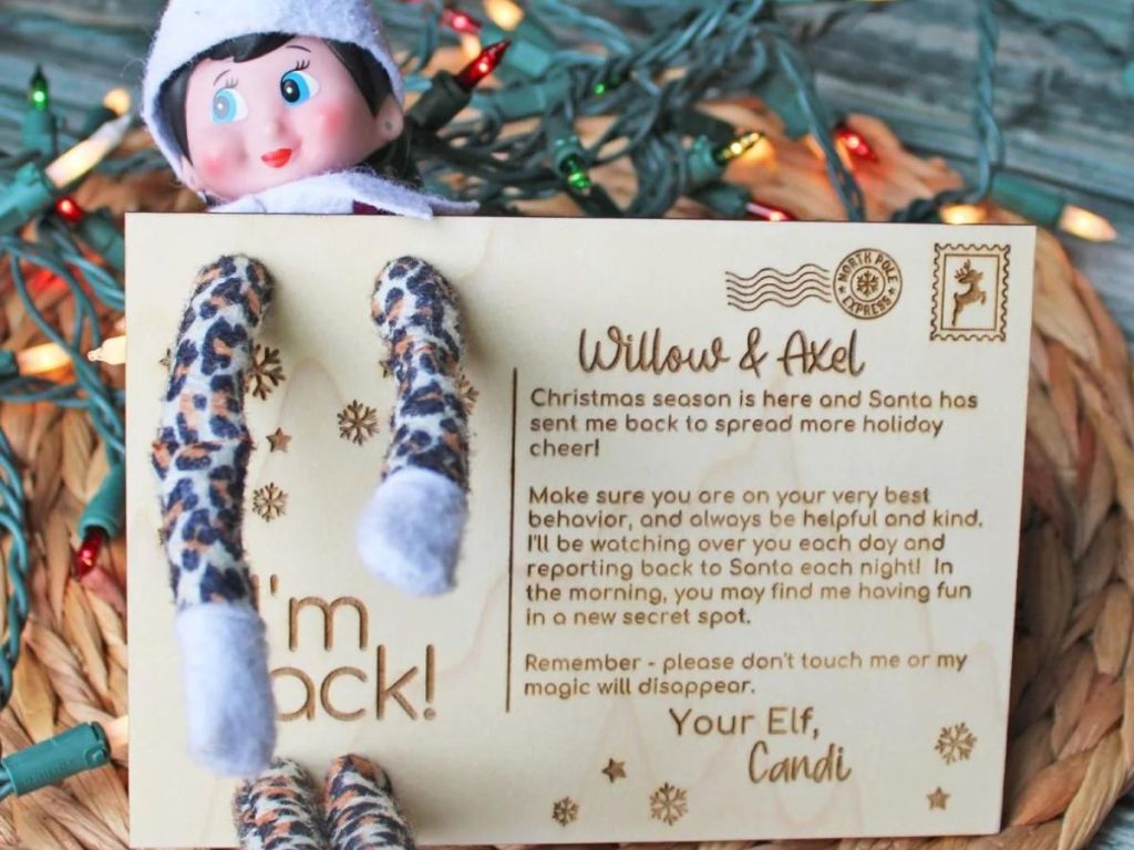 Laser Engraved Plywood Postcard for Elf on the Shelf's Return