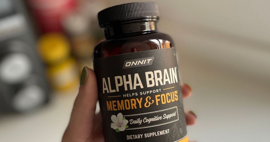 hand holding ONNIT Supplements Alpa Brain