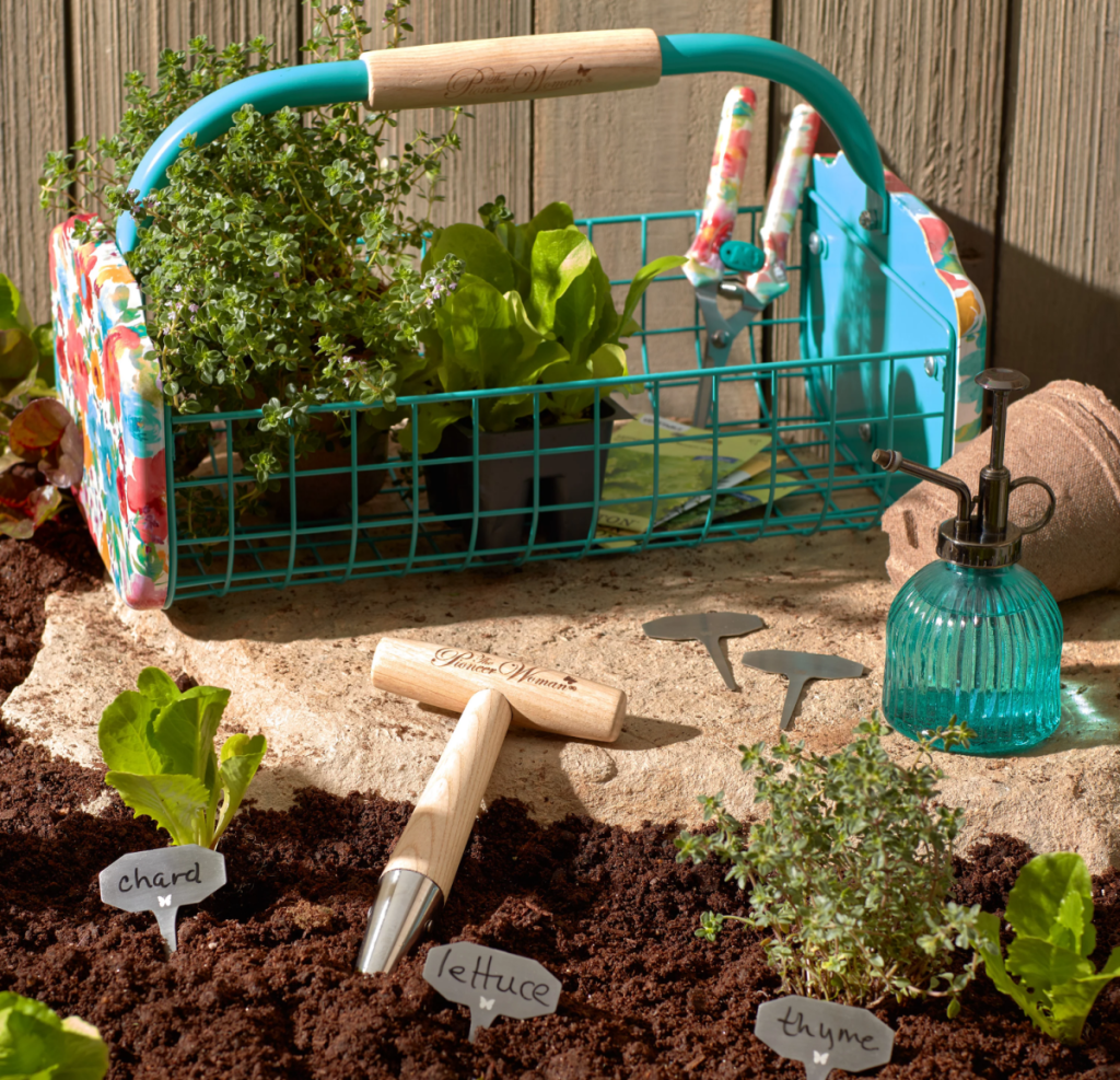 The Pioneer Woman Breezy Gardening Set in use outside