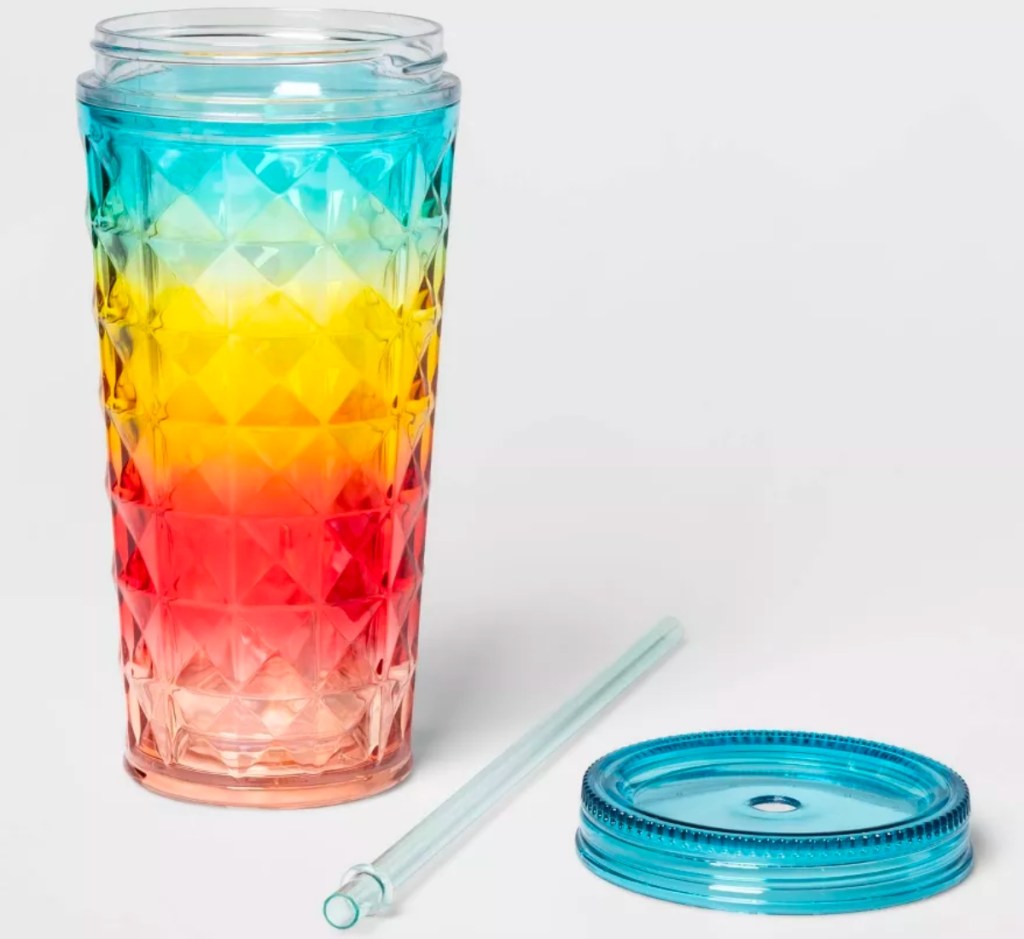 Sun Squad 19oz Plastic Ombre Tumbler w/ Straw