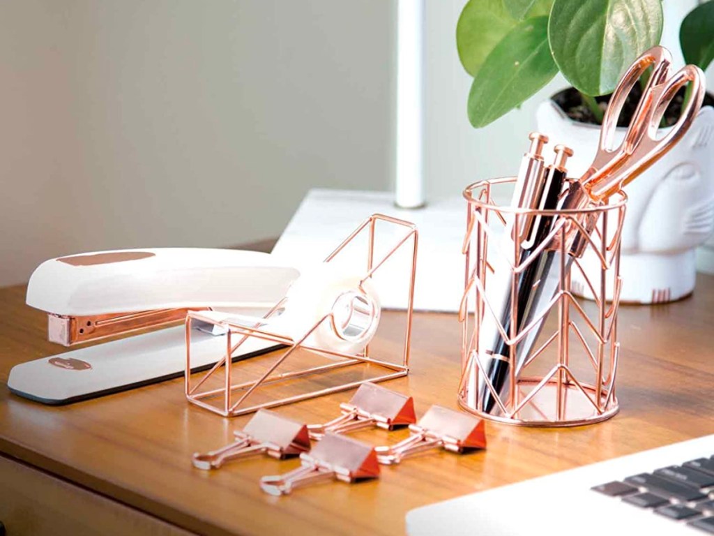 U Brands Rose Gold 10-Piece Desktop Accessory Kit