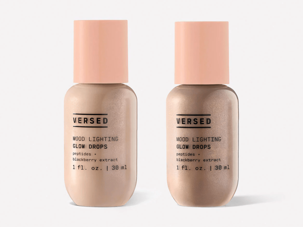 two bottles of versed mood lighting glow drops