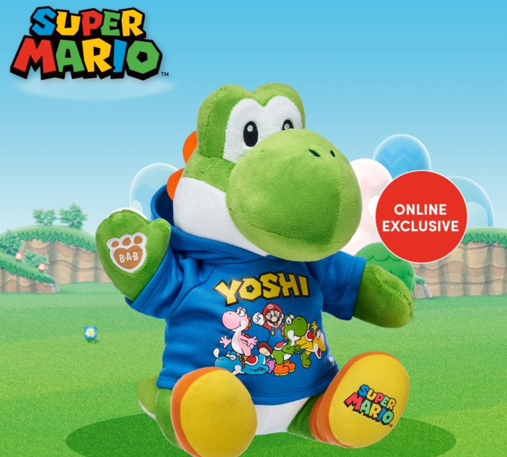 plush Yoshi wearing green T-shirt