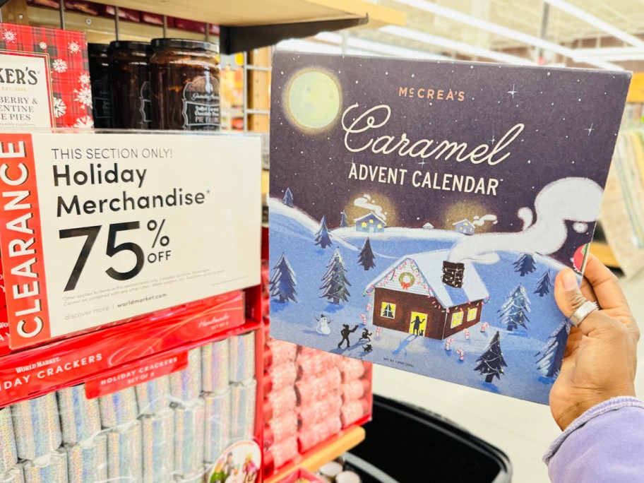 hand holding McCrea's Assorted Caramels Advent Calendar