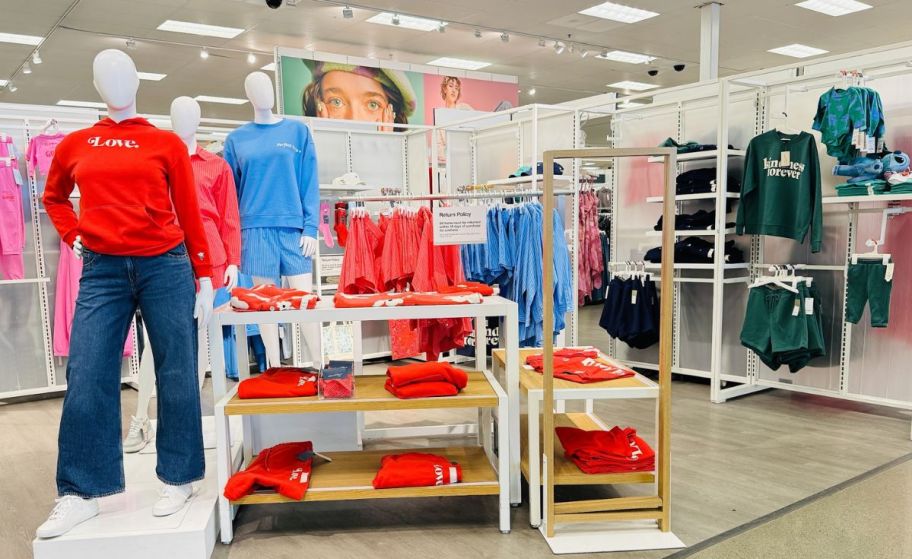 a target clothing department display