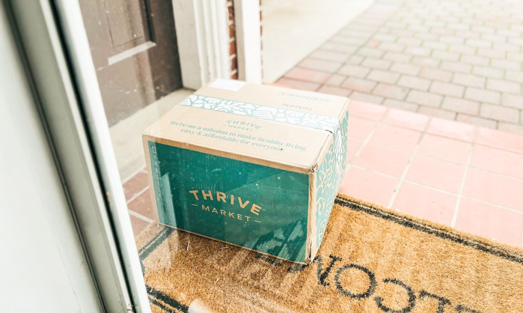 thrive market box on doorstep